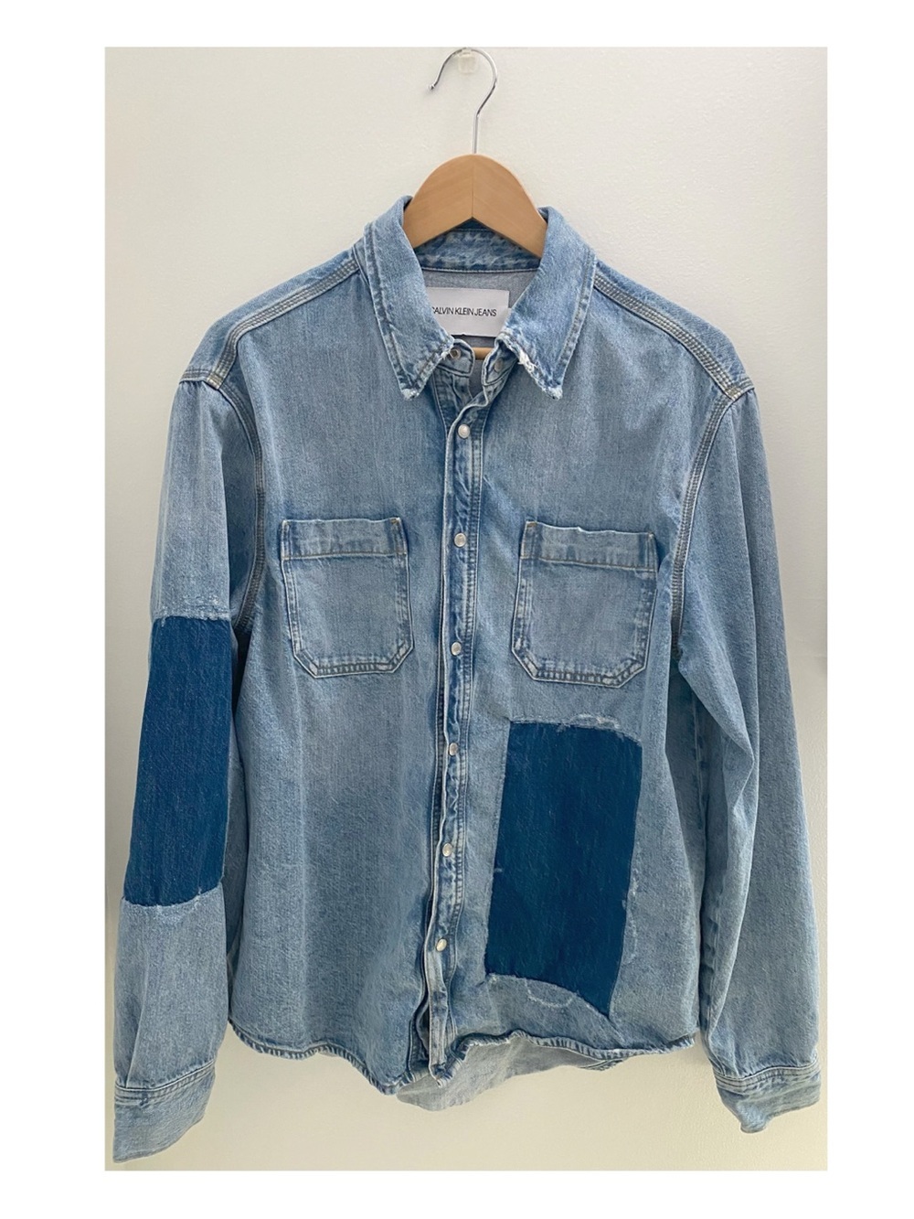 Calvin Klein Jeans Patchwork Denim Jacket Size Large 100% Cotton